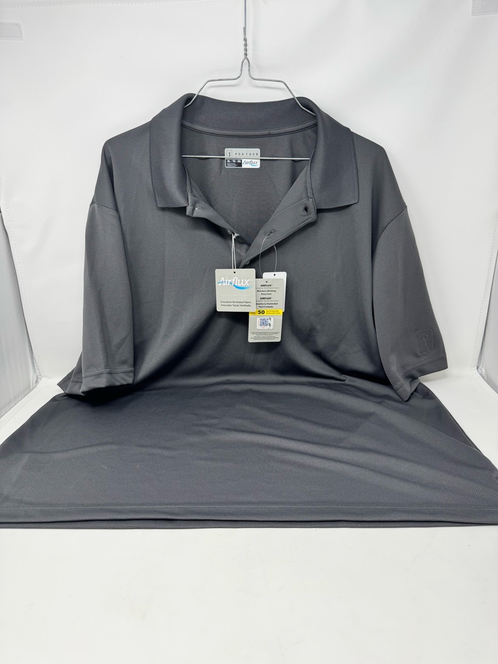 PGA Men's Gray Performance golf Polo shirt air flux men’s XL new with tags